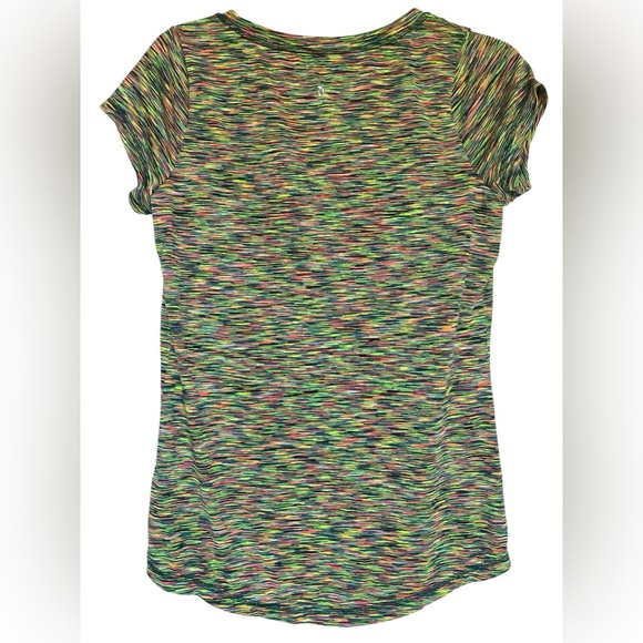 Used Xersion Green and Yellow Fitted Cap Sleeve Tee - Picture 2 of 7